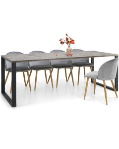 Edna ruokapöytä 220 x 90 cm harmaa, mustat metallijalat