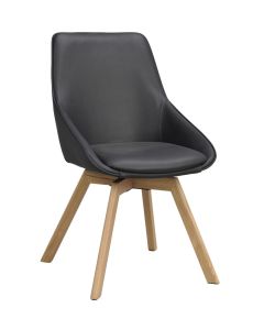 Rowico Alison ruokapöydän tuoli, musta nahka / tammi