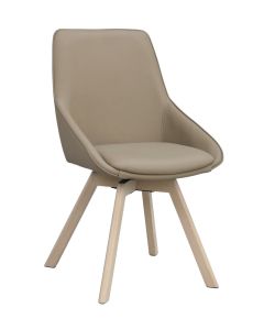 Rowico Alison ruokapöydän tuoli, beige nahka / valkopesty tammi