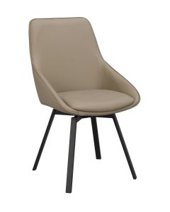 Rowico Alison ruokapöydän tuoli, beige nahka / mustat metallijalat