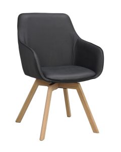 Rowico Alison nojatuoli, musta nahka/tammi