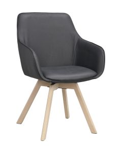 Rowico Alison nojatuoli, musta nahka/valkopesty tammi