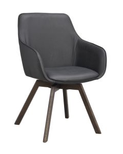 Rowico Alison nojatuoli, musta nahka/ruskea tammi