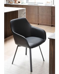 Rowico Alison nojatuoli, musta nahka/mustat metallijalat