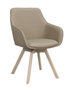 Rowico Alison nojatuoli, beige nahka/valkopesty tammi