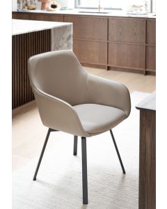 Rowico Alison nojatuoli, beige nahka/mustat metallijalat