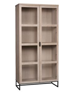 Rowico Everett vitriini, valkopesty tammi/musta