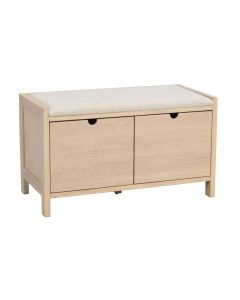 Rowico Hillmond-istuinpenkki 2-laatikolla, valkopesty tammi/beige