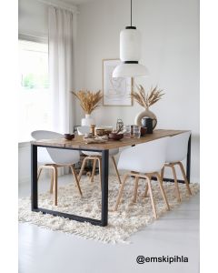 Edna ruokapöytä 220 x 90 cm ruskea, mustat metallijalat