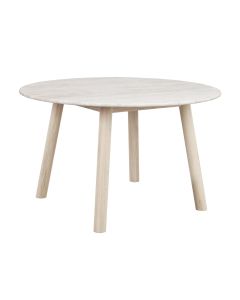 Rowico Taransay ruokapöytä Ø125cm, beige/valkopesty
