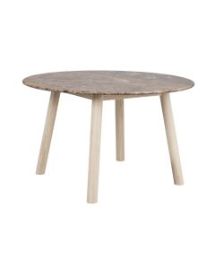 Rowico Taransay ruokapöytä Ø125cm, ruskea/valkopesty