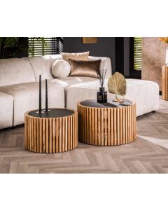 Amsterdam 2-osainen sohvapöytä pyöreä, akaasia