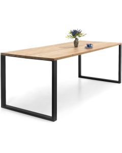 Edna ruokapöytä 180 x 90 cm ruskea, mustat metallijalat