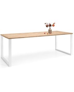 Edna ruokapöytä 180 x 90 cm ruskea, valkoiset metallijalat