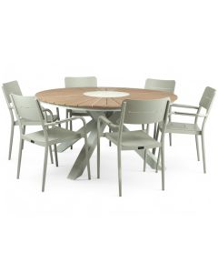 Alanya pyöreä terassipöytä + 6 Togo tuolia