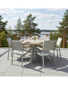 Alanya pyöreä terassipöytä + 6 Tango tuolia, kitti