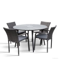 Alberta pyöreä terassipöytä + 4 Apollo tuolia, eri värejä