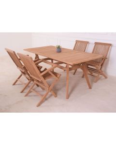 Aruba pöytä + 4 Bermuda tuolia, tiikkiä