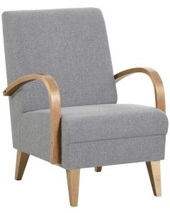 Arvo lepotuoli matala puukäsinojilla harmaa