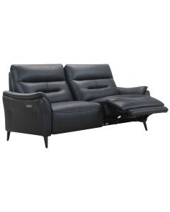 Bianca nahkasohva sähkömekanismeilla, musta nahka