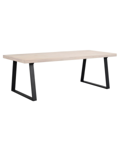 Rowico Brooklyn ruokapöytä 220x95cm, valkopesty tammi/musta U-jalat