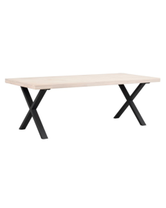 Rowico Brooklyn ruokapöytä 220x95cm, valk/musta X-jalat