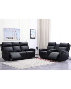 Champion 3+2 sohvakalusto mekanismeilla, musta nahka