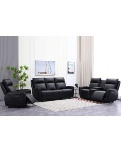 Champion 3+2+1 sohvakalusto mekanismeilla, musta nahka