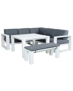 Cube kulmasohvasetti alumiini, valkoinen