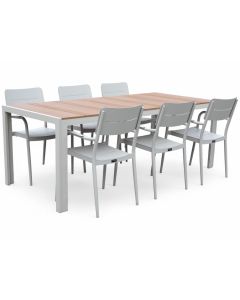 Erika terassipöytä + 6 Togo tuolia, valkoinen