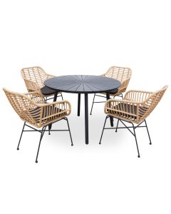 Hobart pyöreä terassipöytä + 4 Amanda tuolia