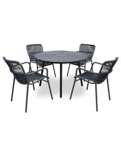 Hobart pyöreä terassipöytä + 4 Tonga-tuolia