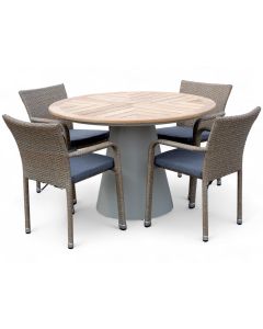 Hugo pyöreä pöytä + Apollo tuolit ulos