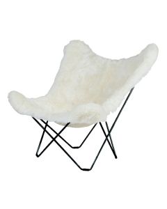 Cuero Lepakkotuoli Iceland Mariposa, White Shorn