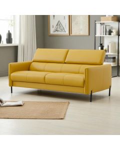 Pisa keltainen nahkasohva 3-ist