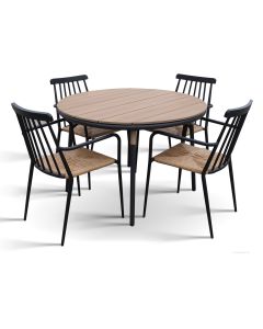 Juno pyöreä terassipöytä + 4kpl Alvin tuoleja