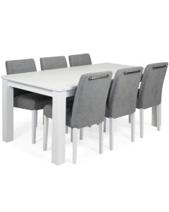 Kanerva ruokaryhmä kuudella Tähkä tuolilla, valkoinen