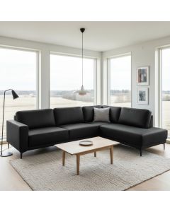 Unico Lakeus avokulmasohva, musta ekonahka
