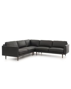 Neiser Lario kulmasohva 266x266cm, mustaa nahkaa