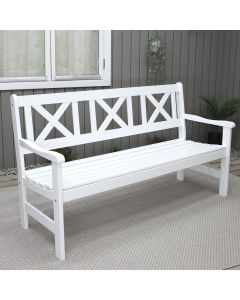 Malmö 3-ist puutarhapenkki, valkoinen