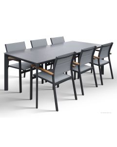 Milano pöytä + 6 Tango tuolia ulkokäyttöön, harmaa
