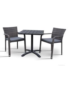 Mocca parvekepöytä + 2 Apollo polyrottinkituolia, eri värejä