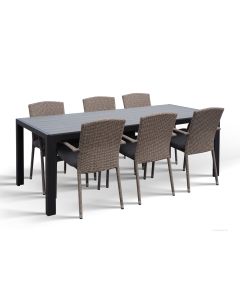 Moonlight pöytä 90x205cm + 6kpl tuolit (luonnonväri)