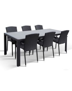 Moonlight pöytä 90x205cm + 6kpl tuolit