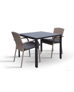 Moonlight 90x90 terassipöytä + tuolit (luonnonväri)