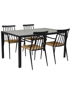 Moonlight terassipöytä + 4 Alvin pinnatuolia