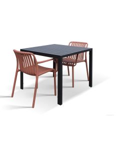 Moonlight terassipöytä 90x90 + Brandon tuolit, eri värejä