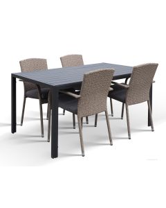 Moonlight pöytä 90x150cm + 4kpl tuolit (luonnonväri)