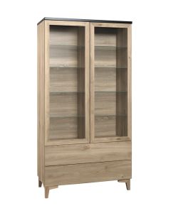 Hiipakka Niklas korkea vitriini, laatikoilla