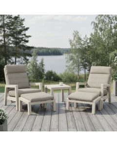 Nauvo nojatuolisetti ulkokäyttöön mekanismeillä, vaalea